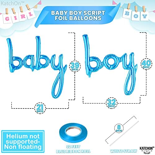 תינוק ילד בלונים - 37 אינץ | תסריט תינוק ילד מכתב בלוני עבור תינוק מקלחת קישוטי עבור ילד / כחול תינוק